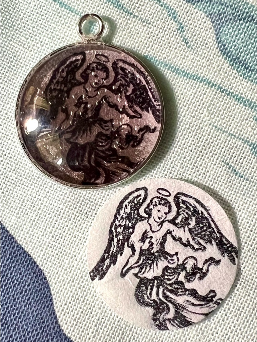 Tiny  Guardian Angel Magnified  Stainless Steel Pendant for People and Pets